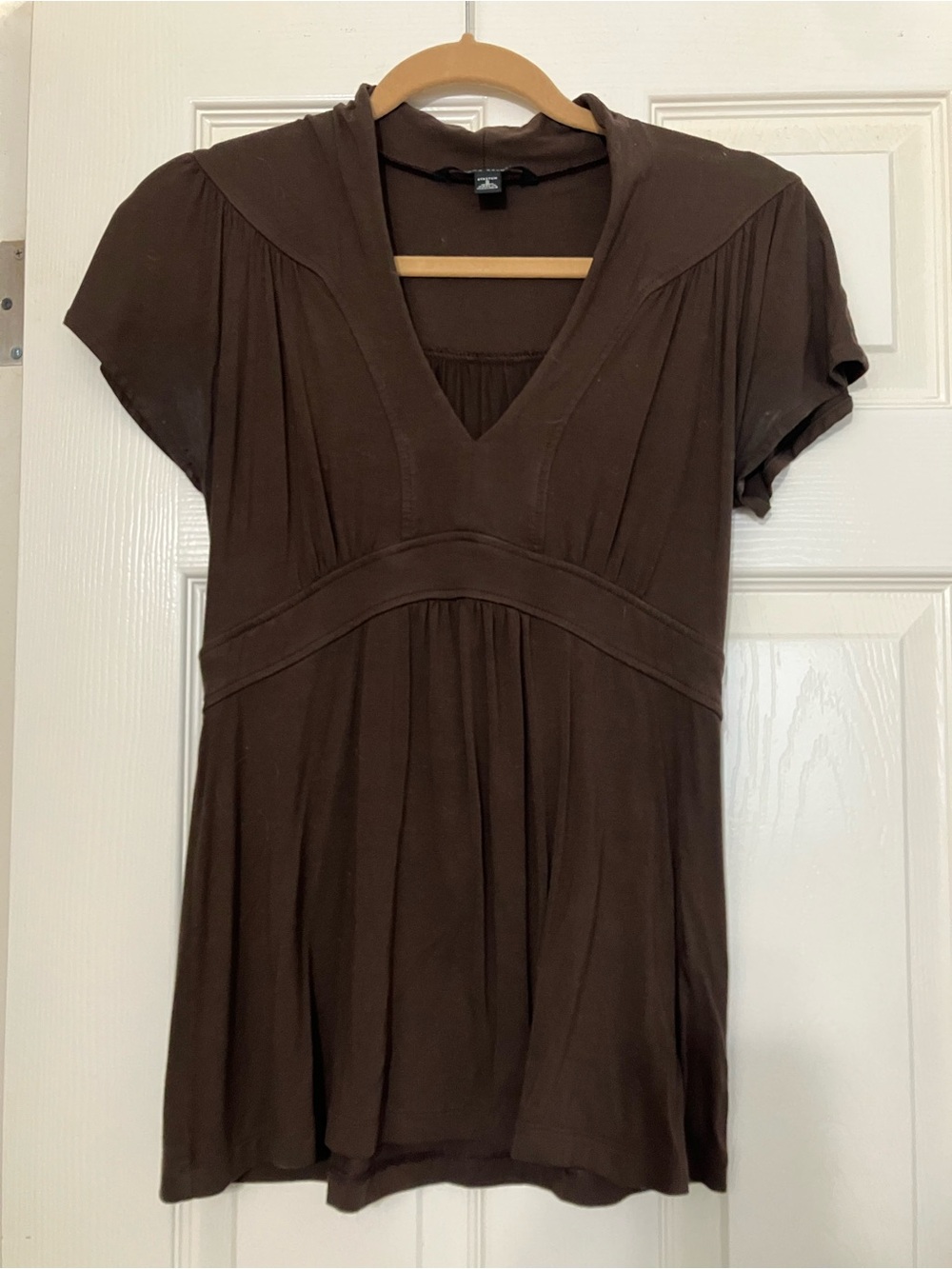 Banana Republic Dark Brown V-Neck Short Sleeve Tunic - Picture 1 of 3